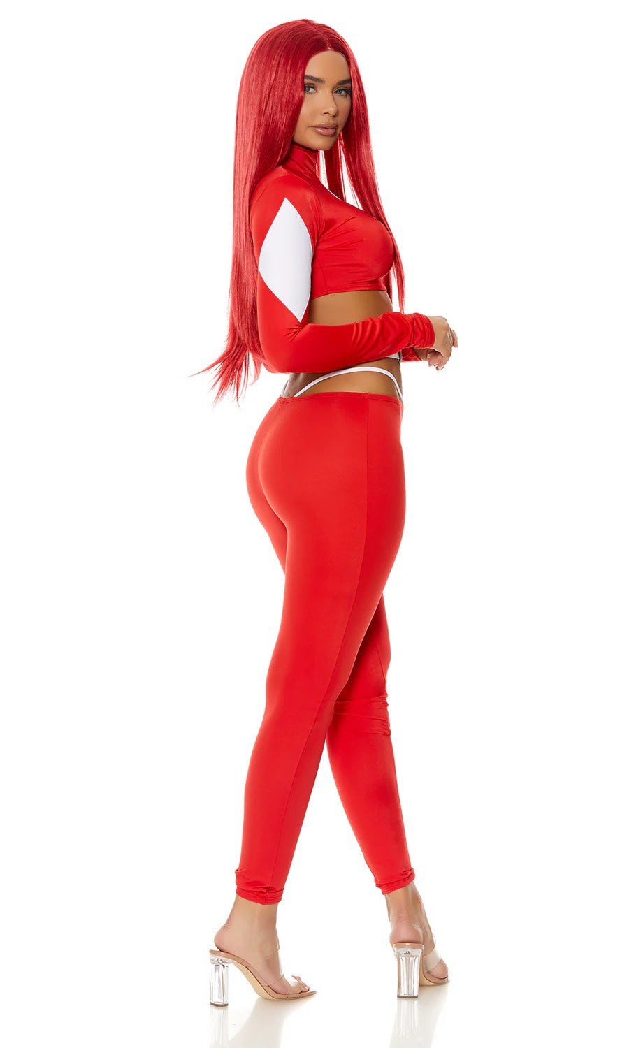 “Crimson Temptation – All-Red Sexy Top & Pants Set for Women | Lavish Halloween Costume”